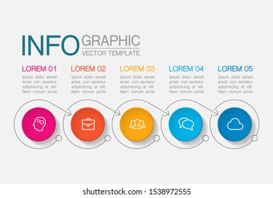 Vector horizontal infographic diagram, template for business, presentations, web design, 5 options.