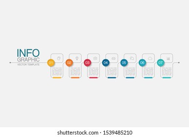 Vector horizontal infographic diagram, template for business, presentations, web design, 7 options.
