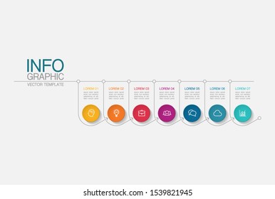 Vector horizontal infographic diagram, template for business, presentations, web design, 7 options.