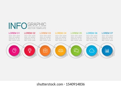 Vector horizontal infographic diagram, template for business, presentations, web design, 7 options.