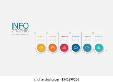 Vektorhorizontales Infografik-Diagramm, Vorlage für Unternehmen, Präsentationen, Webdesign, 6 Optionen.