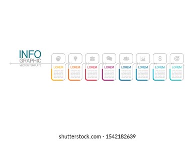 Vector horizontal infographic diagram, template for business, presentations, web design, 8 options.