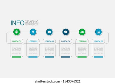 Vector horizontal infographic diagram, template for business, presentations, web design, 6 options.