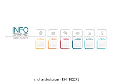 Vector horizontal infographic diagram, template for business, presentations, web design, 6 options.
