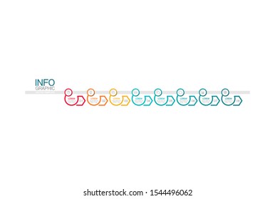 Vector horizontal infographic diagram, template for business, presentations, web design, 8 options.