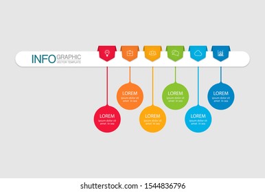 Vector horizontal infographic diagram, template for business, presentations, web design, 6 options.
