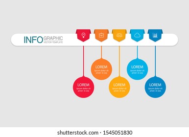 Vector horizontal infographic diagram, template for business, presentations, web design, 5 options.