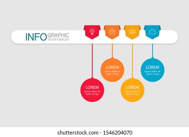 Vector horizontal infographic diagram, template for business, presentations, web design, 4 options.