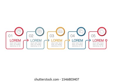 Vector horizontal infographic diagram, template for business, presentations, web design, 5 options.