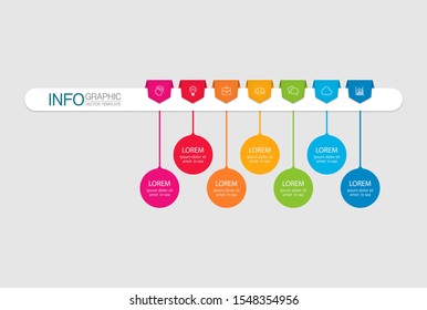 Vector horizontal infographic diagram, template for business, presentations, web design, 7 options.
