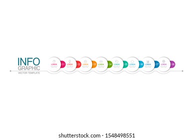 Vector horizontal infographic diagram, template for business, presentations, web design, 8 options.