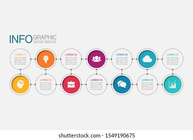 Vector horizontal infographic diagram, template for business, presentations, web design, 7 options.