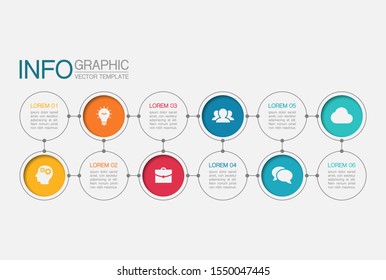 Vector horizontal infographic diagram, template for business, presentations, web design, 6 options.