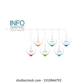 Vector horizontal infographic diagram, template for business, presentations, web design, 6 options.