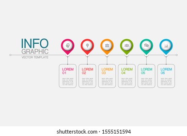 Vector horizontal infographic diagram, template for business, presentations, web design, 6 options.