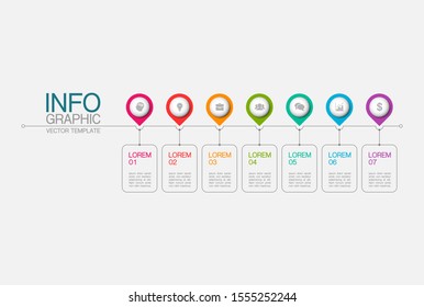 Vector horizontal infographic diagram, template for business, presentations, web design, 7 options.