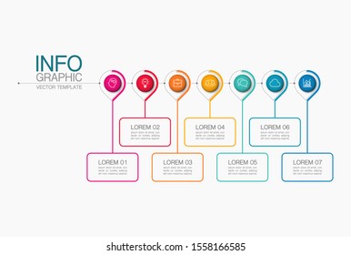 Vector horizontal infographic diagram, template for business, presentations, web design, 7 options.