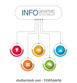 Vector horizontal infographic diagram, template for business, presentations, web design, 5 options.
