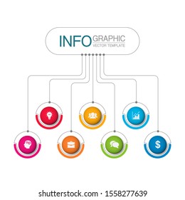 Vector horizontal infographic diagram, template for business, presentations, web design, 7 options.