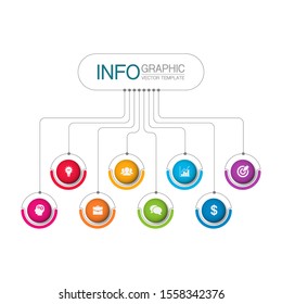 Vector horizontal infographic diagram, template for business, presentations, web design, 8 options.