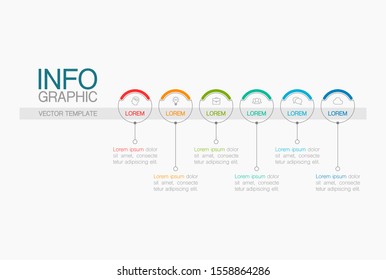 Vector horizontal infographic diagram, template for business, presentations, web design, 6 options.