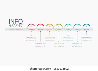 Vector horizontal infographic diagram, template for business, presentations, web design, 7 options.