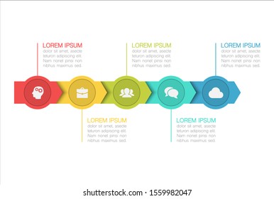 Vector horizontal infographic diagram, template for business, presentations, web design, 5 options.