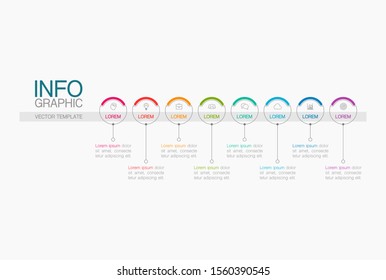 Vector horizontal infographic diagram, template for business, presentations, web design, 8 options.