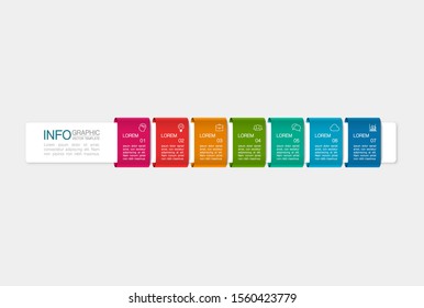 Vector horizontal infographic diagram, template for business, presentations, web design, 7 options.