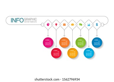 Vector horizontal infographic diagram, template for business, presentations, web design, 7 options.