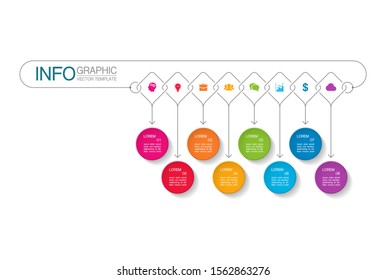 Vector horizontal infographic diagram, template for business, presentations, web design, 8 options.