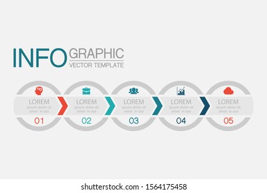 Vector horizontal infographic diagram, template for business, presentations, web design, 5 options.