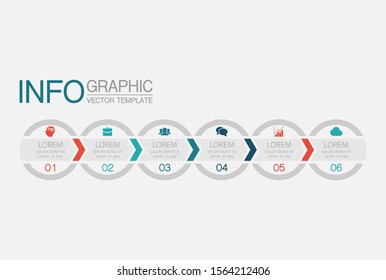 Vector horizontal infographic diagram, template for business, presentations, web design, 6 options.