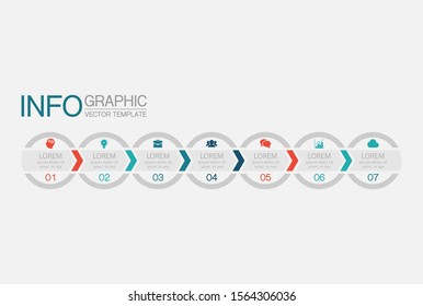 Vector horizontal infographic diagram, template for business, presentations, web design, 7 options.