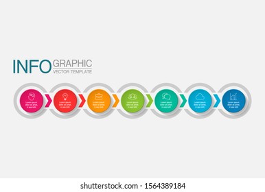 Vector horizontal infographic diagram, template for business, presentations, web design, 7 options.