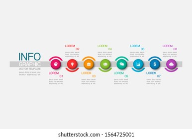 Vector Horizontal Infographic Diagram, Template For Business, Presentations, Web Design, 8 Options.