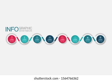 Vector horizontal infographic diagram, template for business, presentations, web design, 8 options.