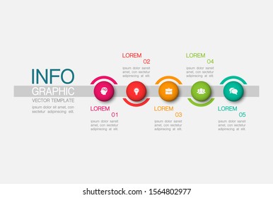 Vector horizontal infographic diagram, template for business, presentations, web design, 5 options.