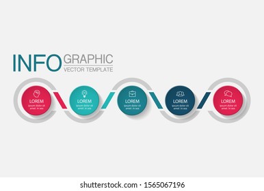 Vector horizontal infographic diagram, template for business, presentations, web design, 5 options.