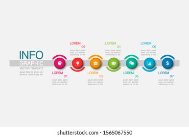 Vector horizontal infographic diagram, template for business, presentations, web design, 7 options.