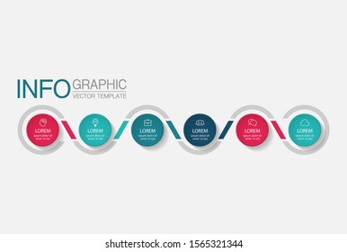 Vector horizontal infographic diagram, template for business, presentations, web design, 6 options.