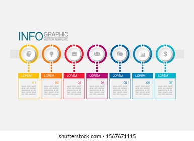 Vector horizontal infographic diagram, template for business, presentations, web design, 7 options.