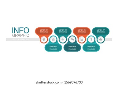 Vector horizontal infographic diagram, template for business, presentations, web design, 7 options.