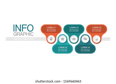 Vector horizontal infographic diagram, template for business, presentations, web design, 5 options.