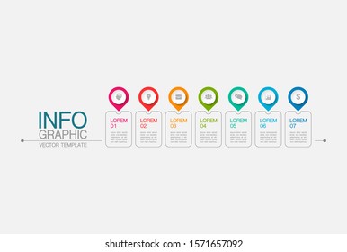 Vector horizontal infographic diagram, template for business, presentations, web design, 7 options.