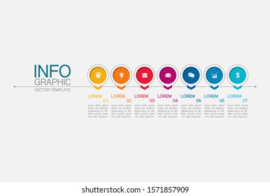Vector horizontal infographic diagram, template for business, presentations, web design, 7 options.