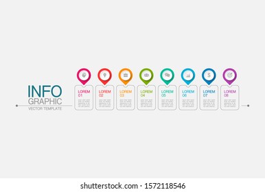 Vector horizontal infographic diagram, template for business, presentations, web design, 8 options.