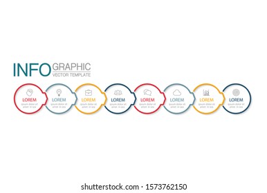 Vector horizontal infographic diagram, template for business, presentations, web design, 8 options.