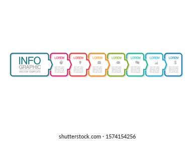 Vector horizontal infographic diagram, template for business, presentations, web design, 7 options.