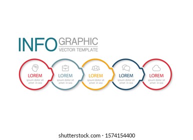 Vector horizontal infographic diagram, template for business, presentations, web design, 5 options.